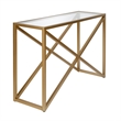 Pemberly Row Traditional 30' Geometric Metal Console Table in Brass