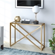 Pemberly Row Traditional 30' Geometric Metal Console Table in Brass