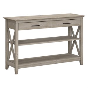 Pemberly Row Engineered Wood Console Table with Drawers in Washed Gray