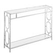 Pemberly Row Modern Clear Glass Rectangular Console Table in Chrome