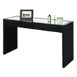 Pemberly Row Transitional Mirrored Console Table in Black Wood Finish
