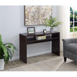 pemberly row transitional deluxe console table in espresso wood finish
