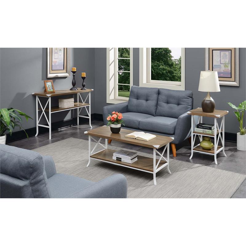 Pemberly Row Transitional Console Table in Caramel Wood Finish