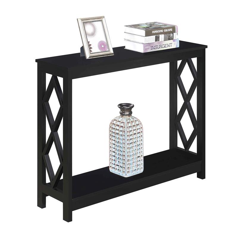 Pemberly Row Contemporary Console Table in Black Wood Finish