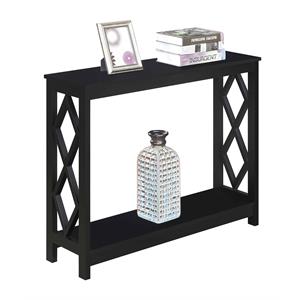 Pemberly Row Contemporary Console Table in Black Wood Finish
