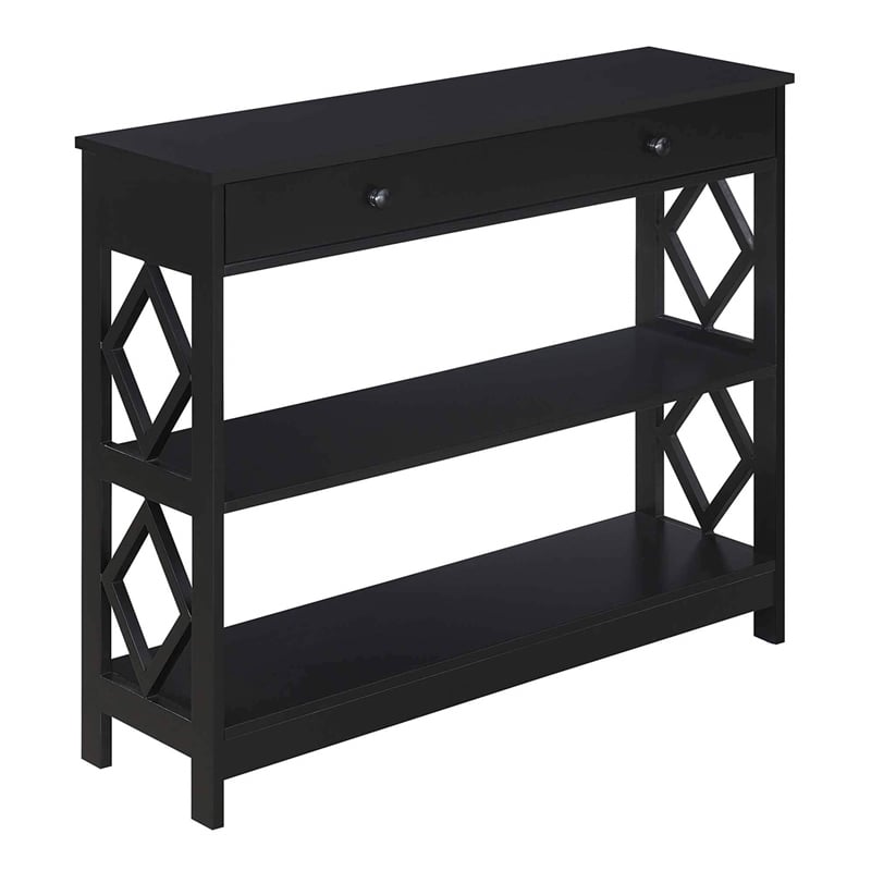 Pemberly Row Contemporary One-Drawer Console Table in Black Wood Finish