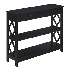 Pemberly Row Contemporary One-Drawer Console Table in Black Wood Finish