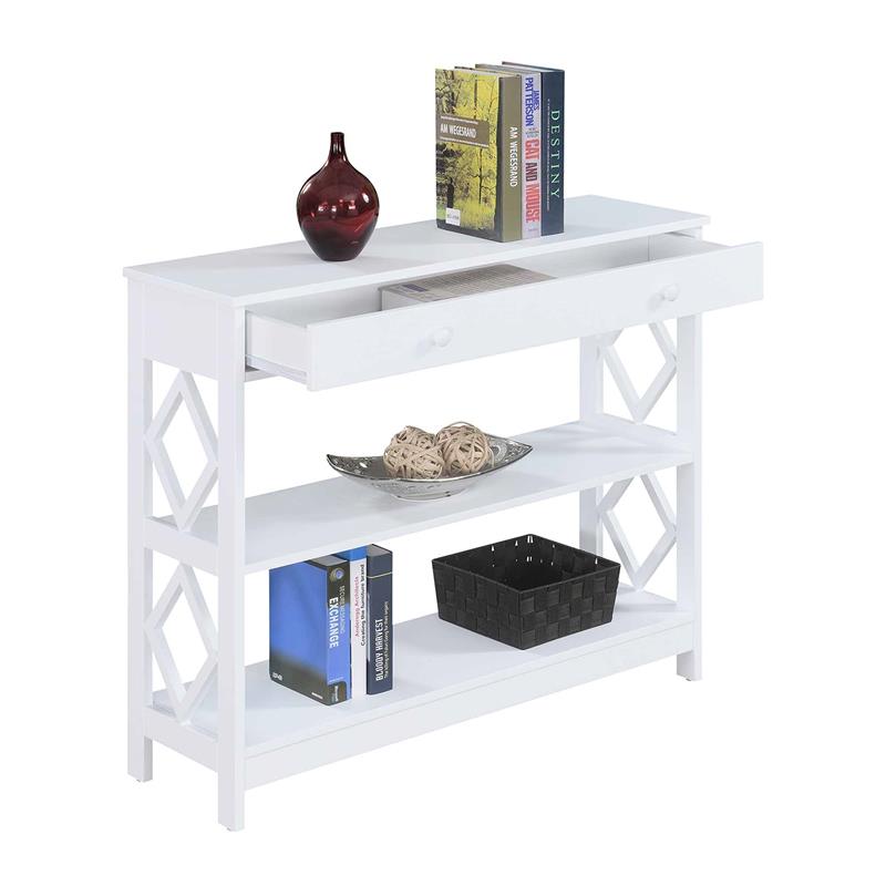 Pemberly Row Contemporary One-Drawer Console Table in White Wood Finish
