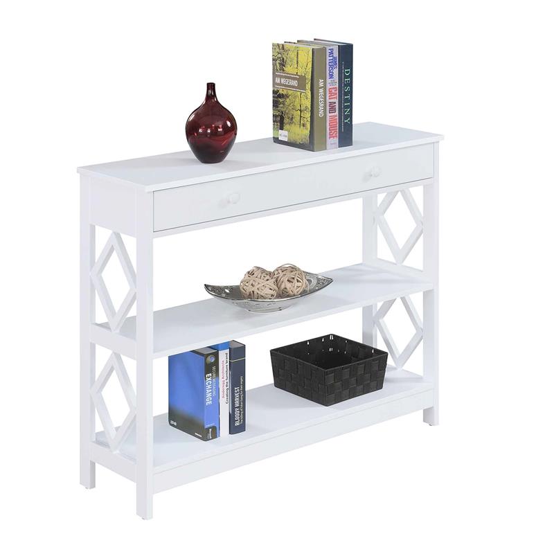 Pemberly Row Contemporary One-Drawer Console Table in White Wood Finish