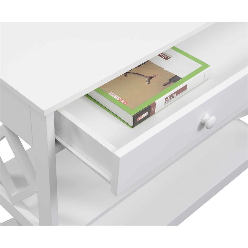 Pemberly Row Contemporary One-Drawer Console Table in White Wood Finish