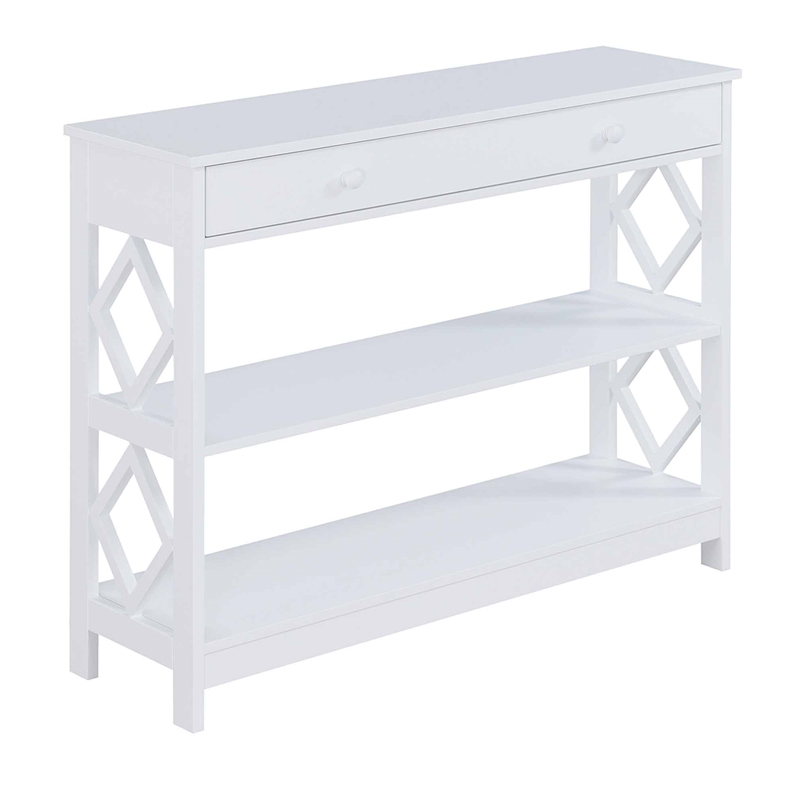 Pemberly Row Contemporary One-Drawer Console Table in White Wood Finish