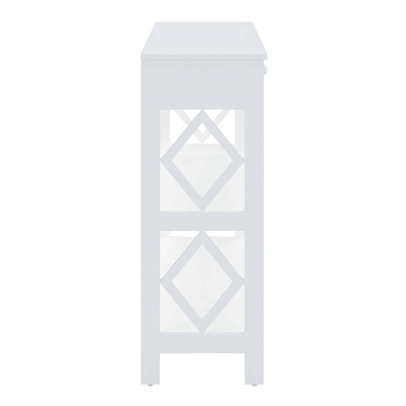 Pemberly Row Contemporary One-Drawer Console Table in White Wood Finish
