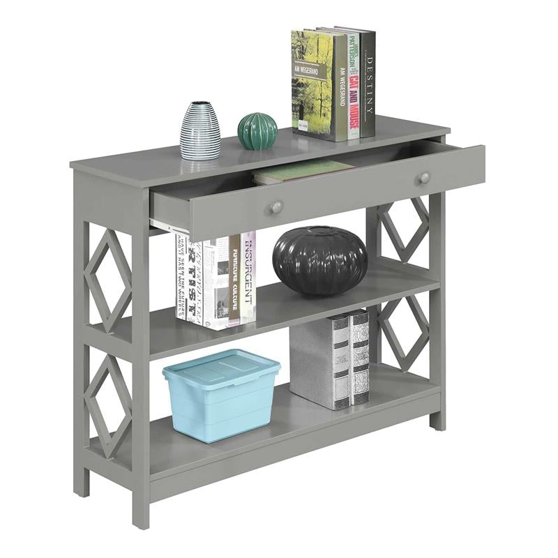 Pemberly Row Contemporary One-Drawer Console Table in Gray Wood Finish