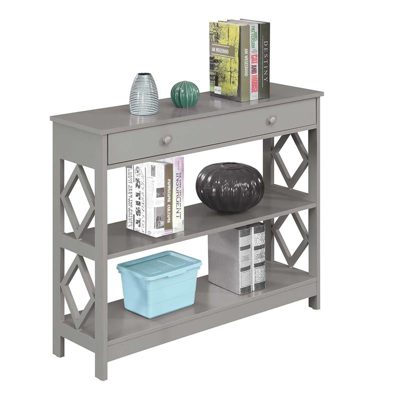 Pemberly Row Contemporary One-Drawer Console Table in Gray Wood Finish