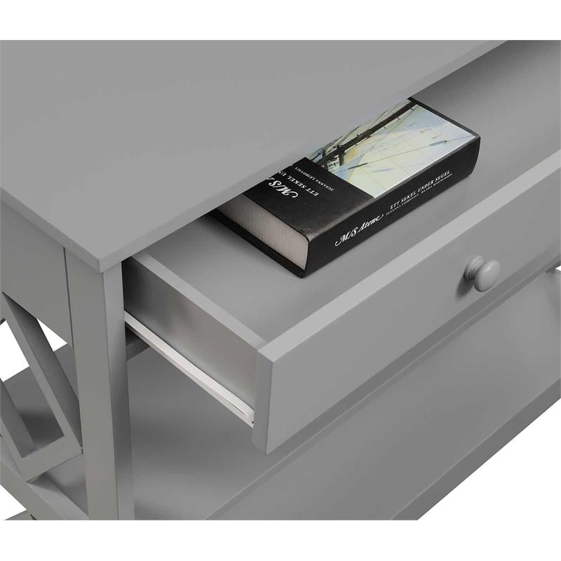 Pemberly Row Contemporary One-Drawer Console Table in Gray Wood Finish