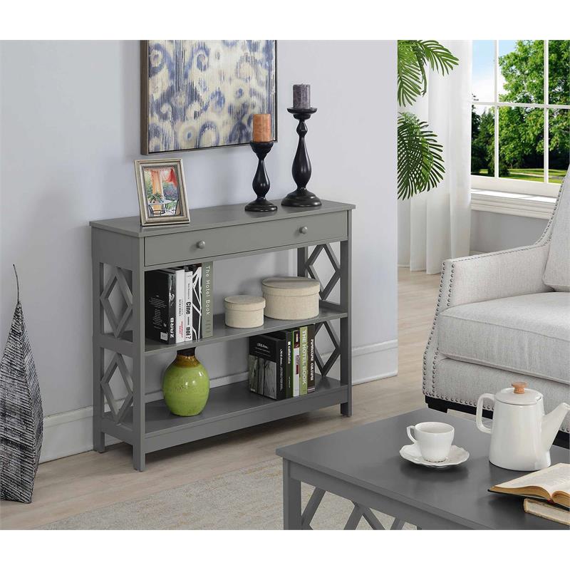 Pemberly Row Contemporary One-Drawer Console Table in Gray Wood Finish