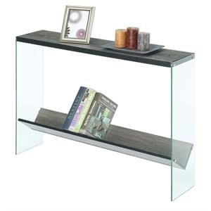 Pemberly Row Contemporary V Console Table in Gray Wood Finish