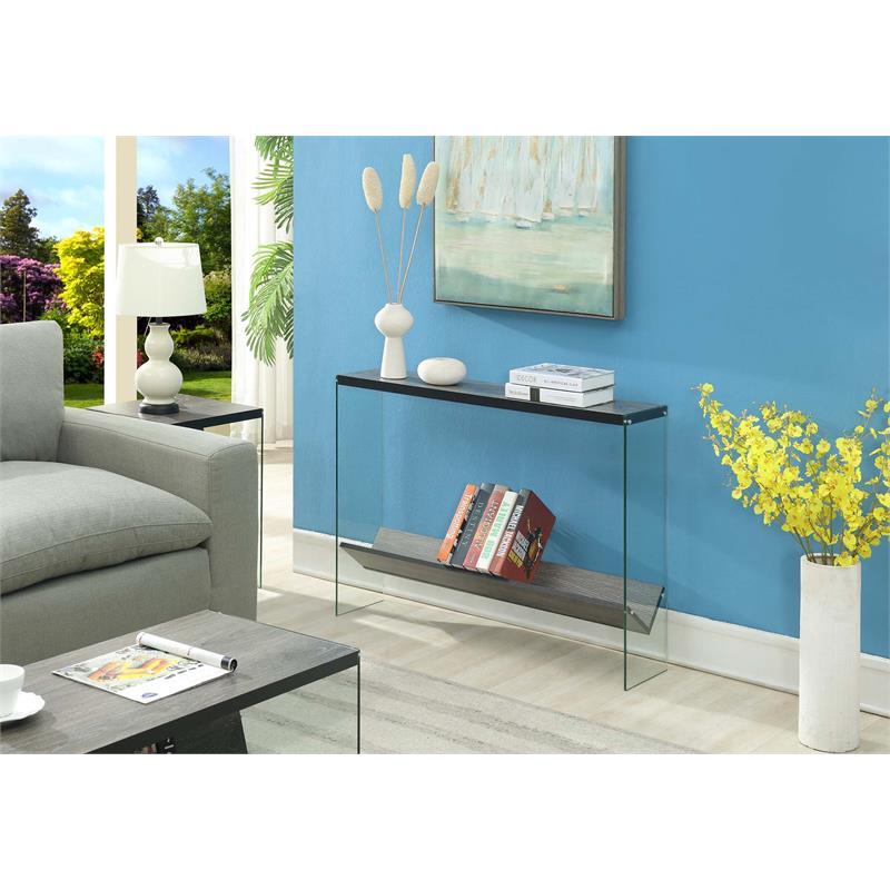 Pemberly Row Contemporary V Console Table in Gray Wood Finish