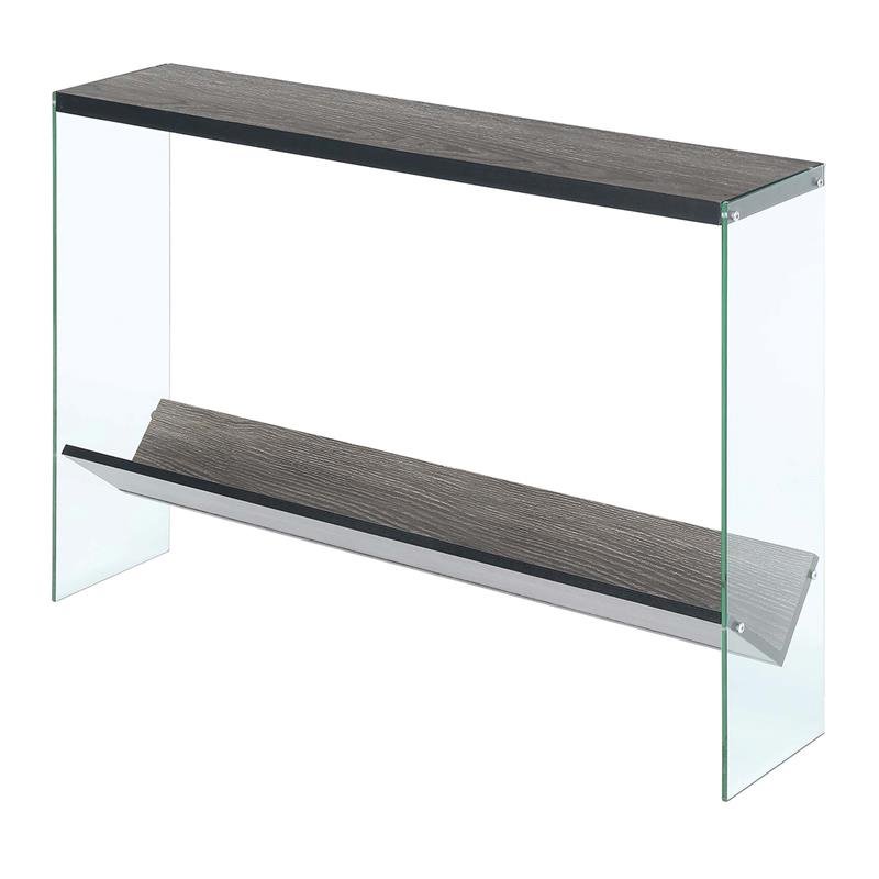Pemberly Row Contemporary V Console Table in Gray Wood Finish