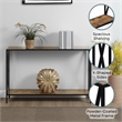 Pemberly Row Farmhouse Black Metal Console Table in Multi-Color Wood Finish