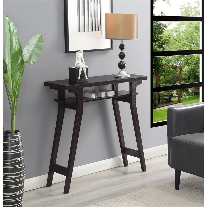 Pemberly Row Modern Console Table in Espresso Wood Finish