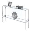 Pemberly Row Modern Chrome Metal Console Table with Glass Shelves