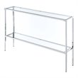 Pemberly Row Modern Chrome Metal Console Table with Glass Shelves
