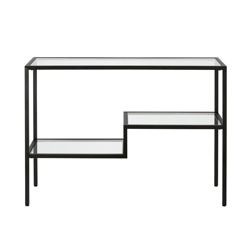 Pemberly Row Traditional Two Tier Metal Console Table in Black and Bronze