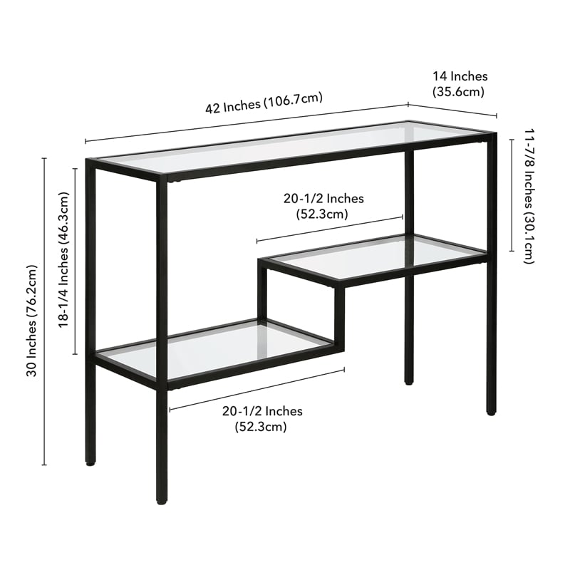 Pemberly Row Traditional Two Tier Metal Console Table in Black and Bronze