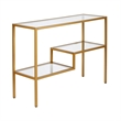 Pemberly Row Traditional Two Tier Metal Console Table in Gold and Brass Finish