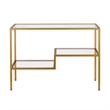 Pemberly Row Traditional Two Tier Metal Console Table in Gold and Brass Finish