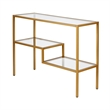 Pemberly Row Traditional Two Tier Metal Console Table in Gold and Brass Finish