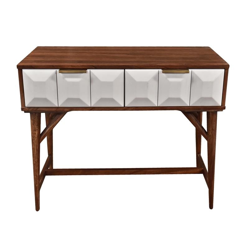 Pemberly Row Mid Century Burnished Walnut Solid Acacia Wood Console Table