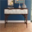 Pemberly Row Mid Century Burnished Walnut Solid Acacia Wood Console Table