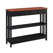 Pemberly Row Contemporary Cherry 1 Drawer Console Table in Black Wood Finish