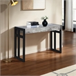Pemberly Row Modern Console Table in Black Wood and Faux Birch Finish