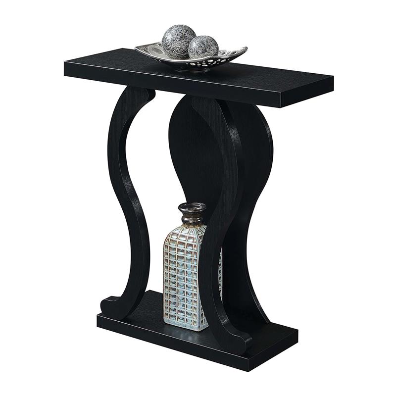 Pemberly Row Modern Console Table in Black Wood Finish