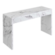 Pemberly Row Modern White Faux Marble Pemberly Row Wood Hall Console Table