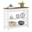 Pemberly Row Transitional Driftwood One-Drawer Console Table in White Wood
