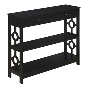 Pemberly Row Contemporary 1 Drawer Console Table in Black Wood Finish