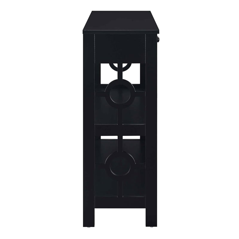 Pemberly Row Contemporary 1 Drawer Console Table in Black Wood Finish