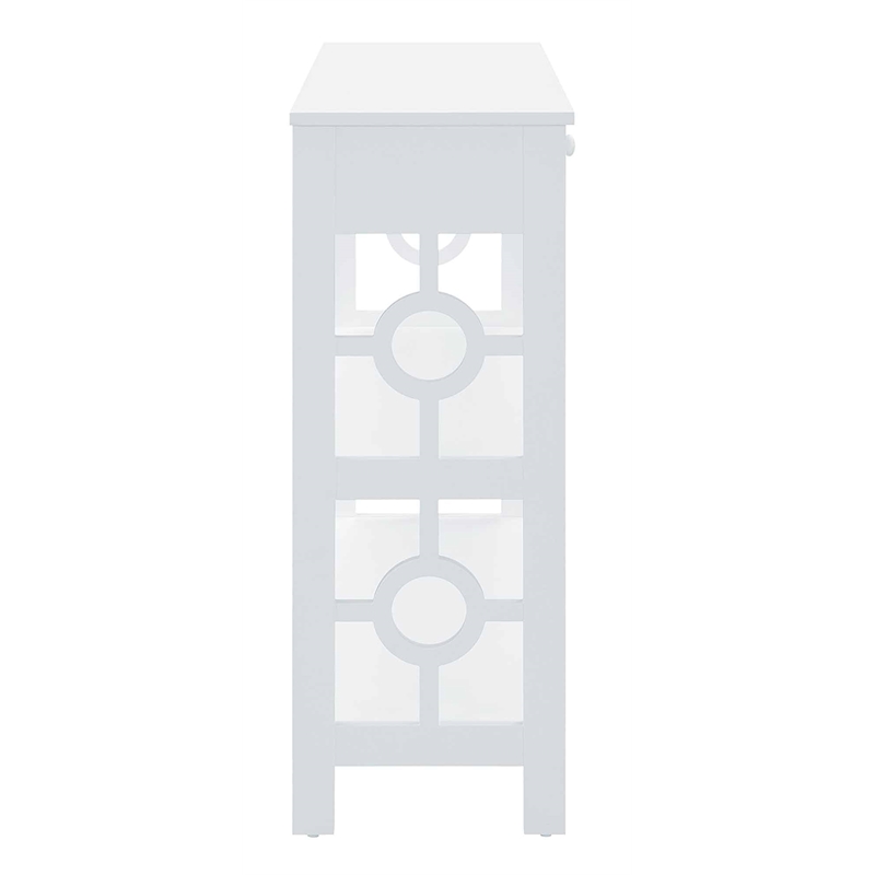 Pemberly Row Contemporary 1 Drawer Console Table in White Wood Finish