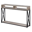 Pemberly Row Contemporary Deluxe 2 Tier Console Table in Brown Wood Finish