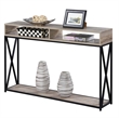 Pemberly Row Contemporary Deluxe 2 Tier Console Table in Brown Wood Finish