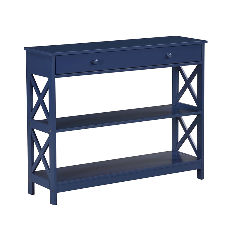 Pemberly Row Transitional One-Drawer Console Table in Cobalt Blue Wood Finish