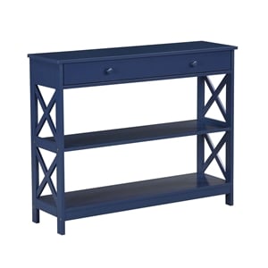 Pemberly Row Transitional One-Drawer Console Table in Cobalt Blue Wood Finish
