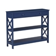 Pemberly Row Transitional One-Drawer Console Table in Cobalt Blue Wood Finish