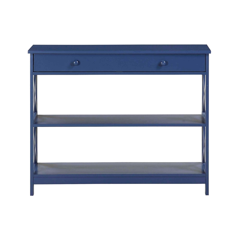 Pemberly Row Transitional One-Drawer Console Table in Cobalt Blue Wood Finish