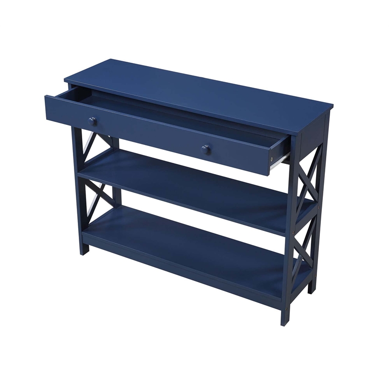 Pemberly Row Transitional One-Drawer Console Table in Cobalt Blue Wood Finish
