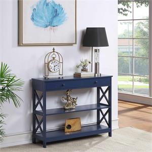 pemberly row transitional one-drawer console table in cobalt blue wood finish